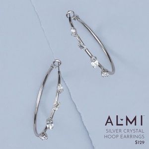 Sabika Almi Silver Crystal Hoop earrings